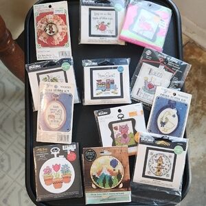 Bucilla Cross Stitch Kit Assortment with Blue and Pink Accents